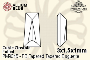 PREMIUM Zirconia Flat Back Tapered Baguette (PM9045) 3x1.5x1mm - Cubic Zirconia With Foiling