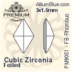 PREMIUM Zirconia Flat Back Rhombus (PM9051) 3.5x2mm - Cubic Zirconia With Foiling