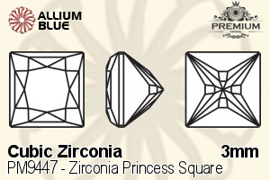 PREMIUM CRYSTAL Zirconia Princess Square 3mm Zirconia Amethyst