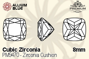 PREMIUM CRYSTAL Zirconia Cushion 8mm Zirconia Black