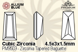 PREMIUM Zirconia Tapered Baguette (PM9503) 4.5x3x1.5mm - Cubic Zirconia