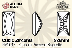 PREMIUM CRYSTAL Zirconia Princess Baguette 8x6mm Zirconia Black