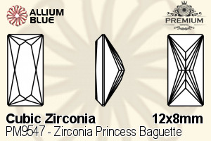 PREMIUM CRYSTAL Zirconia Princess Baguette 12x8mm Zirconia Orange