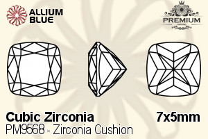 PREMIUM CRYSTAL Zirconia Cushion 7x5mm Zirconia Blue Topaz