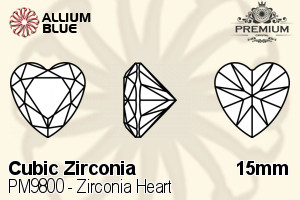 PREMIUM CRYSTAL Zirconia Heart 15mm Zirconia Olive Yellow