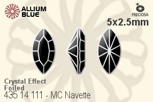 Preciosa MC Navette Fancy Stone (435 14 111) 5x2.5mm - Crystal Effect With Dura™ Foiling