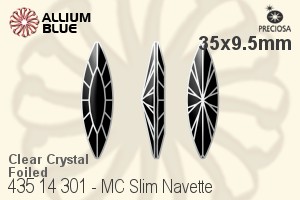 Preciosa MC Slim Navette Fancy Stone (435 14 301) 35x9.5mm - Clear Crystal With Dura™ Foiling