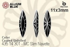 Preciosa MC Slim Navette Fancy Stone (435 14 301) 11x3mm - Color (Coated) Unfoiled