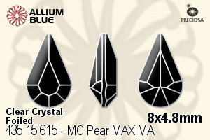 宝仕奥莎 机切Pear MAXIMA 美饰玛 花式石 (435 15 615) 8x4.8mm - 透明白色 DURA™耐用金屬箔底