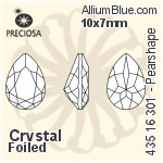 寶仕奧莎 機切Pearshape 301 花式石 (435 16 301) 14x10mm - 透明白色 DURA™耐用金屬箔底