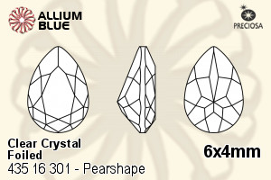 Preciosa MC Pearshape 301 Fancy Stone (435 16 301) 6x4mm - Clear Crystal With Dura™ Foiling