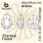Preciosa MC Pearshape 301 Fancy Stone (435 16 301) 6x4mm - Crystal Effect With Dura™ Foiling