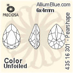 寶仕奧莎 機切Pearshape 301 花式石 (435 16 301) 6x4mm - 顏色 DURA™耐用金屬箔底