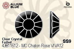 Preciosa MC Chaton Rose VIVA12 Flat-Back Stone (438 11 612) SS9 - Clear Crystal With Silver Foiling