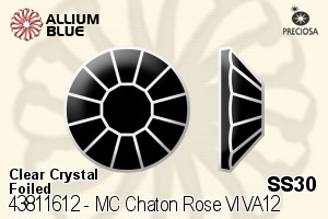 Preciosa MC Chaton Rose VIVA12 Flat-Back Stone (438 11 612) SS30 - Clear Crystal With Silver Foiling