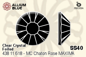Preciosa MC Chaton Rose MAXIMA Flat-Back Stone (438 11 618) SS40 - Clear Crystal With Dura™ Foiling