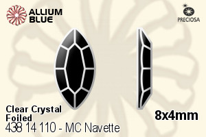 Preciosa MC Navette Flat-Back Stone (438 14 110) 8x4mm - Clear Crystal With Dura™ Foiling