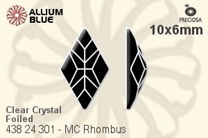 Preciosa MC Rhombus Flat-Back Stone (438 24 301) 10x6mm - Clear Crystal With Dura™ Foiling