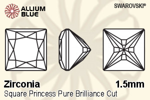SWAROVSKI GEMS Cubic Zirconia Square Princess PB Red Dark 1.50MM normal +/- FQ 0.200
