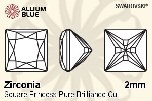 SWAROVSKI GEMS Cubic Zirconia Square Princess PB Red Dark 2.00MM normal +/- FQ 0.200