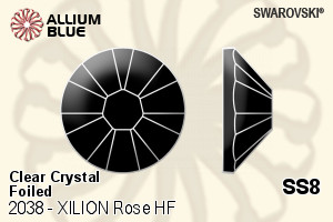 Swarovski XILION Rose Flat Back Hotfix (2038) SS8 - Clear Crystal With Silver Foiling