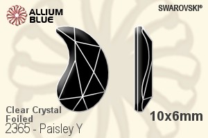 Swarovski Paisley Y Flat Back No-Hotfix (2365) 10x6mm - Clear Crystal With Platinum Foiling