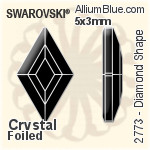 施华洛世奇 长方 平底石 (2510) 3.7x1.9mm - 白色（半涂层） 白金水银底