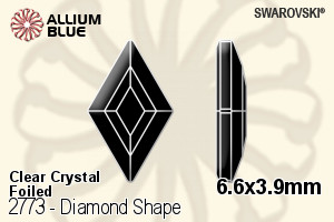 Swarovski Diamond Shape Flat Back No-Hotfix (2773) 6.6x3.9mm - Clear Crystal With Platinum Foiling