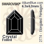 スワロフスキー Elongated Pentagon ラインストーン (2774) 8.3x5.6mm - クリスタル エフェクト 裏面プラチナフォイル