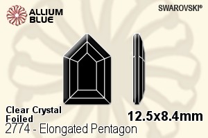 Swarovski Elongated Pentagon Flat Back No-Hotfix (2774) 12.5x8.4mm - Clear Crystal With Platinum Foiling