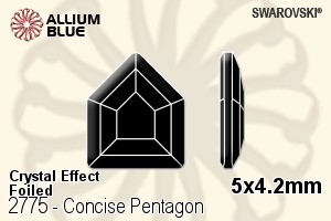 施華洛世奇 Concise Pentagon 平底石 (2775) 5x4.2mm - 白色（半塗層） 白金水銀底