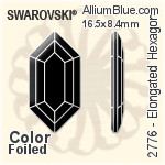 Swarovski Elongated Hexagon Flat Back No-Hotfix (2776) 11x5.6mm - Clear Crystal With Platinum Foiling