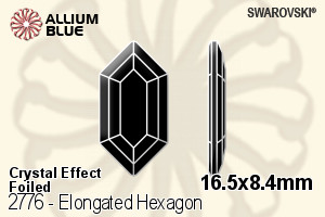 Swarovski Elongated Hexagon Flat Back No-Hotfix (2776) 16.5x8.4mm - Crystal Effect With Platinum Foiling