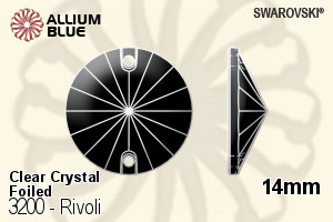 Swarovski Rivoli Sew-on Stone (3200) 14mm - Clear Crystal With Platinum Foiling