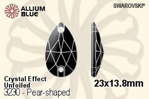 施华洛世奇 梨形 手缝石 (3230) 23x13.8mm - 白色（半涂层） 无水银底