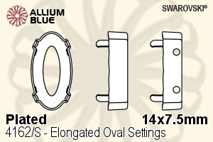 Swarovski Elongated Oval Settings (4162/S) 14x7.5mm - Plated