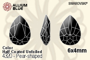 Swarovski Pear-shaped Fancy Stone (4320) 6x4mm - Color (Half Coated) Unfoiled