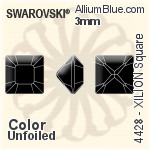 スワロフスキー XILION Square ファンシーストーン (4428) 3mm - クリスタル エフェクト 裏面プラチナフォイル