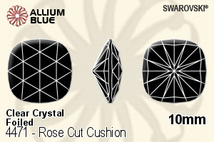 Swarovski Rose Cut Cushion Fancy Stone (4471) 10mm - Clear Crystal With Platinum Foiling