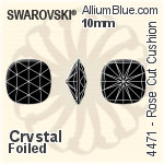 スワロフスキー Rose カット Cushion ファンシーストーン (4471) 10mm - クリスタル 裏面プラチナフォイル