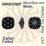 スワロフスキー Rose カット Cushion ファンシーストーン (4471) 10mm - カラー 裏面プラチナフォイル