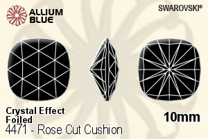 Swarovski Rose Cut Cushion Fancy Stone (4471) 10mm - Crystal Effect With Platinum Foiling