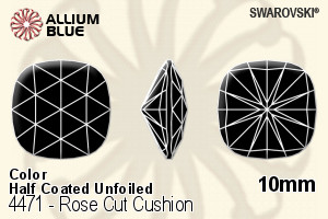 Swarovski Rose Cut Cushion Fancy Stone (4471) 10mm - Color (Half Coated) Unfoiled