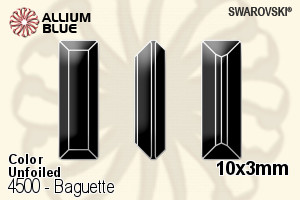 スワロフスキー Baguette ファンシーストーン (4500) 10x3mm - カラー 裏面にホイル無し