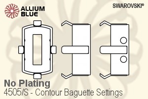 スワロフスキー Contour Baguetteファンシーストーン石座 (4505/S) 14x8mm - メッキなし