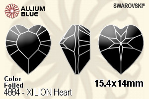 スワロフスキー XILION Heart ファンシーストーン (4884) 15.4x14mm - カラー 裏面プラチナフォイル