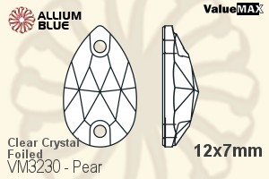 ValueMAX Pear Sew-on Stone (VM3230) 12x7mm - Clear Crystal With Foiling