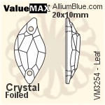 ValueMAX Leaf Sew-on Stone (VM3254) 20x10mm - Clear Crystal With Foiling