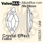 ValueMAX Leaf Sew-on Stone (VM3254) 20x10mm - Crystal Effect With Foiling