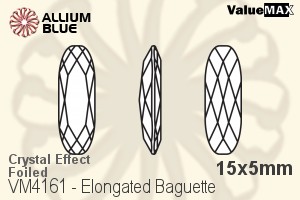 ValueMAX Elongated Baguette Fancy Stone (VM4161) 15x5mm - Crystal Effect With Foiling